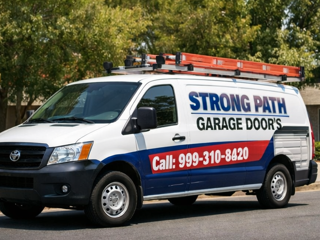 Strong Path Garage Doors branded service vehicle